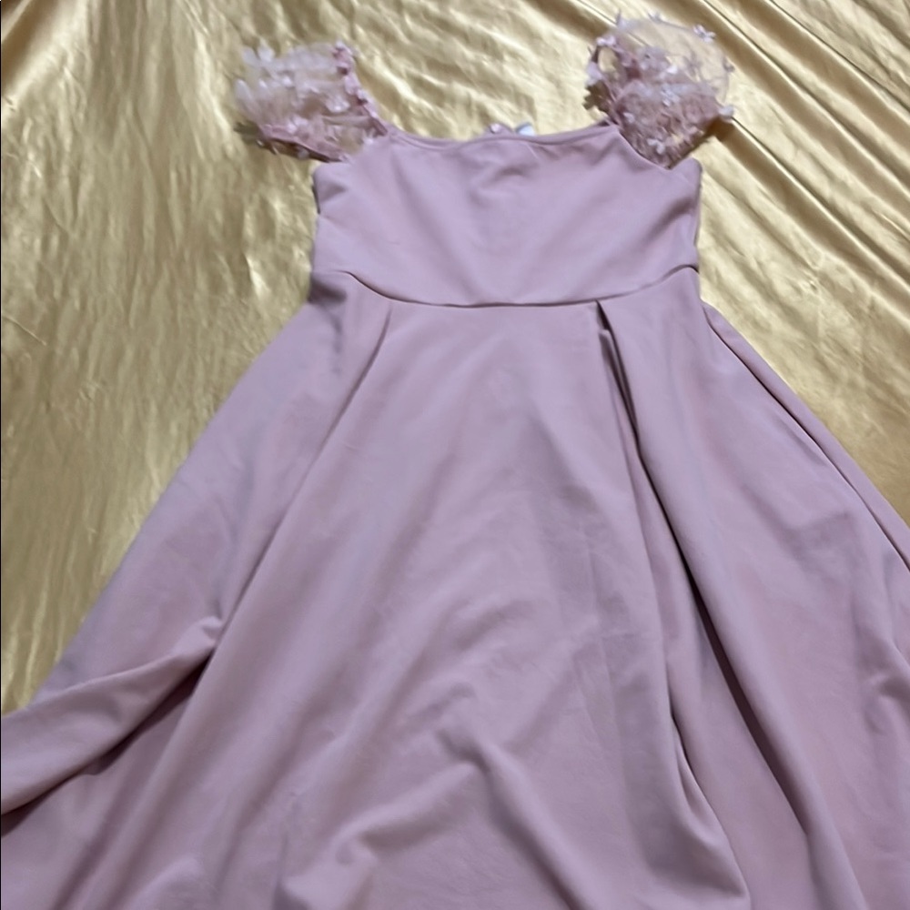 SHEIN Purple Embellished Pleated A-line Dress